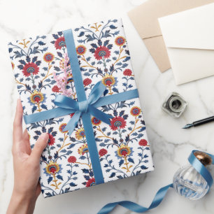 Papel De Regalo Patrón antiguo colorido indio de motivos florales