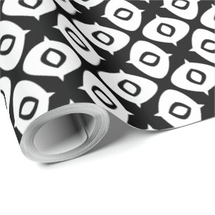 Papel De Regalo Patrón Arabesco Simétrico en Blanco y Negro Intens