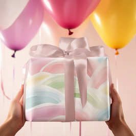 Papel De Regalo Patrón arcoiris acuarela con pasto neutro