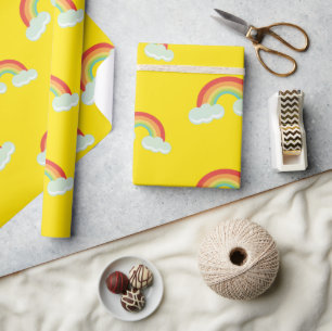 Papel De Regalo Patrón Arcoiris con nubes