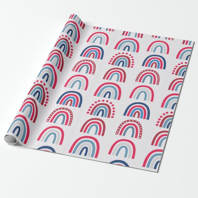 Papel De Regalo Patrón arcoiris patriótico (Desenrollado)