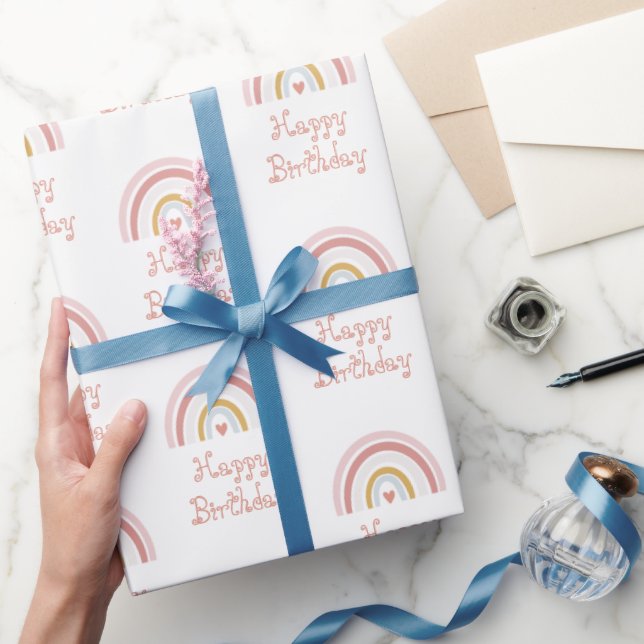 Papel De Regalo Patrón arcoiris rosa (Regalar)