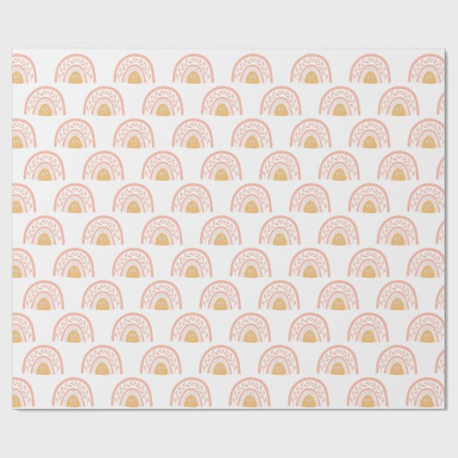 Papel De Regalo Patrón arcoiris rosa Boho (Superficie plana)