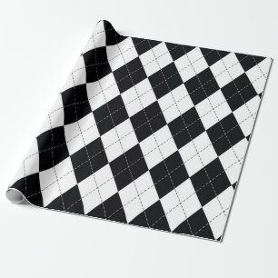 Papel De Regalo Patrón argyle sin fisuras en blanco y negro. Geome