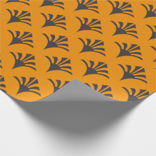 Papel De Regalo Patrón Art Deco 02 - Deco Negro sobre Gamboge Vivi