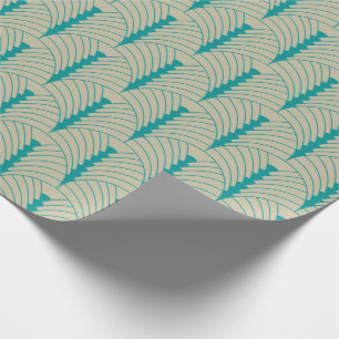Papel De Regalo Patrón Art Deco 03 - Verde azulado en blanco