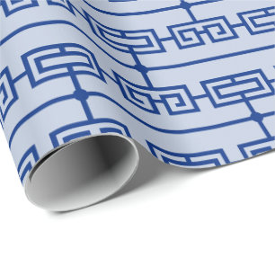 Papel De Regalo Patrón Art Deco 09 - Azul oscuro sobre azul Lavend