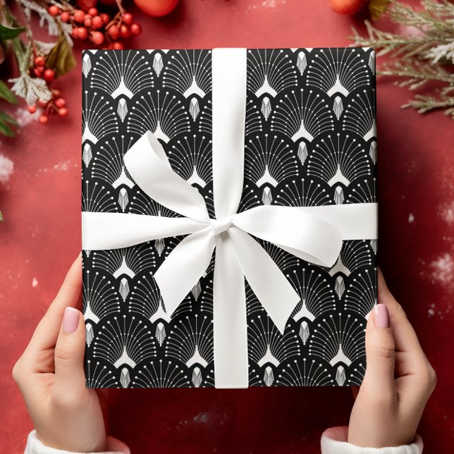 Papel De Regalo Patrón Art Deco blanco y negro (Subido por el creador)