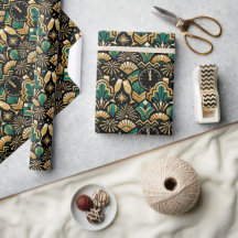 Patrón Art Déco Esmeralda Medianoche Año Nuevo