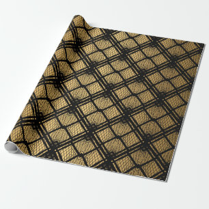 Papel De Regalo Patrón Art Decó. Grupo de fondo negro y dorado sin