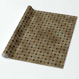Papel De Regalo Patrón Art Déco negro y dorado