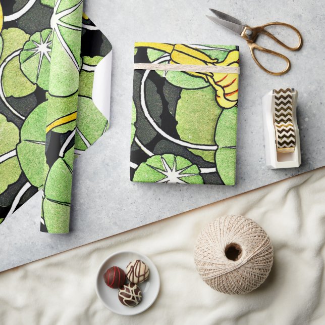 Papel De Regalo Patrón Art Nouveau Golden Yellow Nasturtium (Artesanía)