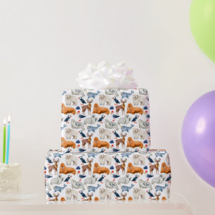 Papel De Regalo Patrón Ártico Acuarela Animales Polares Foca Morsa