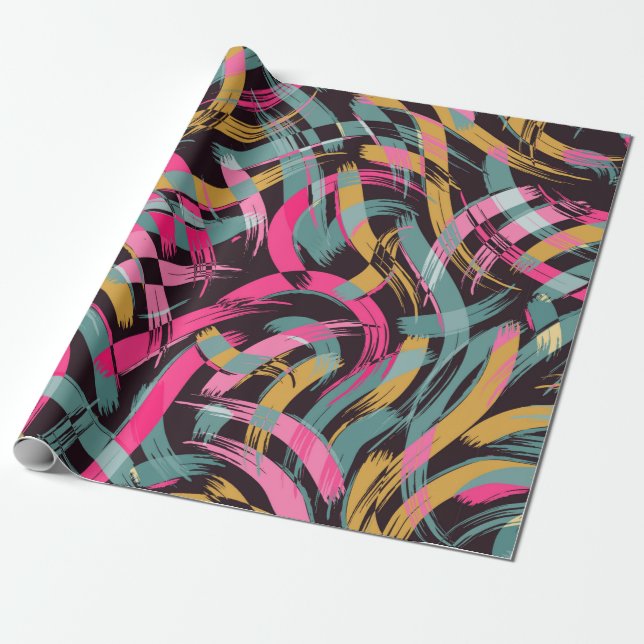 Papel De Regalo Patrón artístico de pincel (Desenrollado)