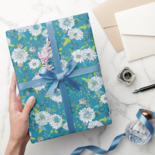 Papel De Regalo Patrón asiático azul verde