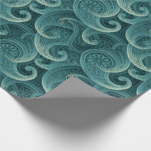 Papel De Regalo Patrón Atemporal de Paisley Verde Azulado