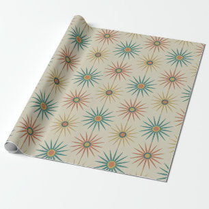 Papel De Regalo Patrón Atómico Estrella Fugaz Moderno de Mitad de
