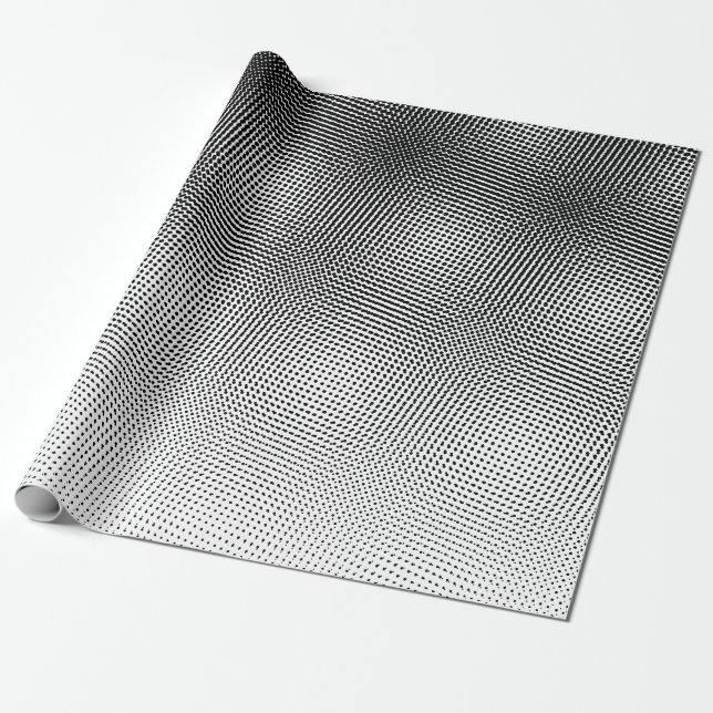Papel De Regalo Patrón audaz Artsy moiré blanco y negro (Desenrollado)