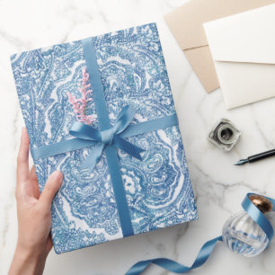 Papel De Regalo Patrón azul Boho Paisley