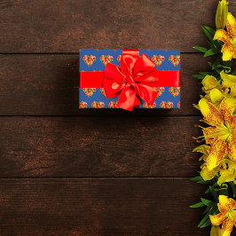 Papel De Regalo Patrón azul cardíaco de color moderno