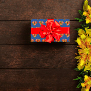 Papel De Regalo Patrón azul cardíaco de color moderno