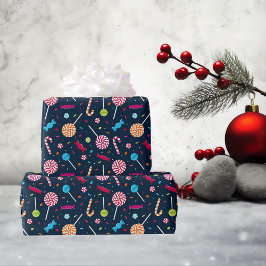 Papel De Regalo Patrón azul de la Marina Candy Dandy