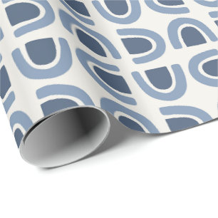 Papel De Regalo Patrón azul de mosaico de arco orgánico abstracto