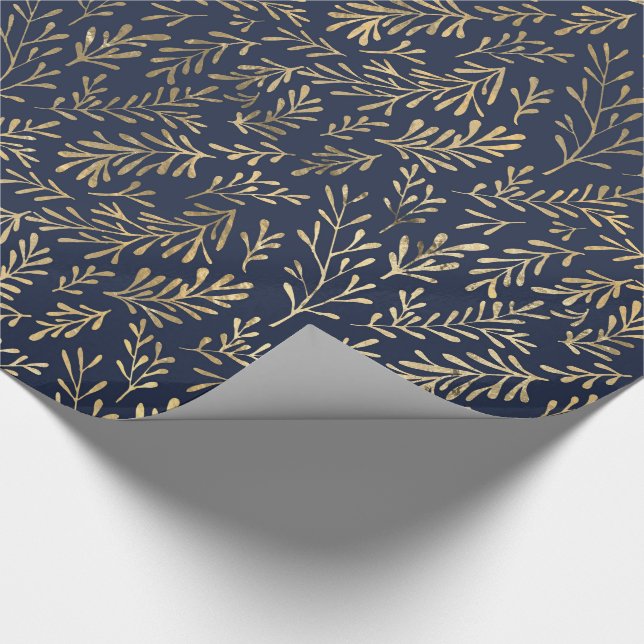 Papel De Regalo Patrón azul/dorado (Esquina)