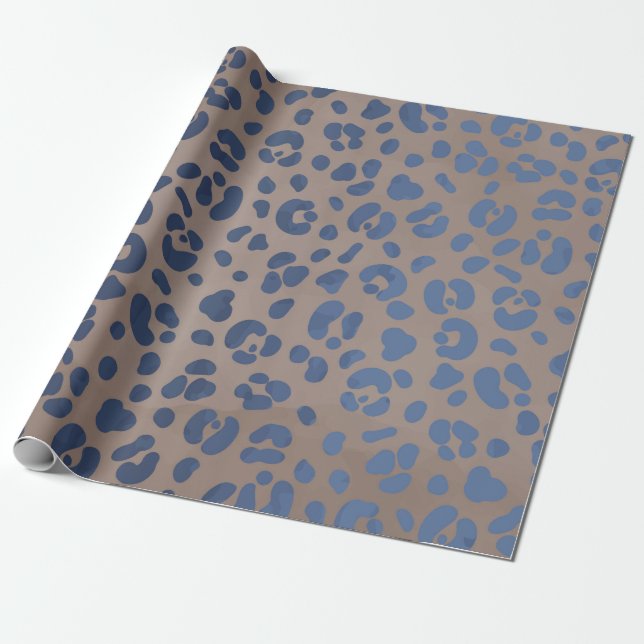 Papel De Regalo Patrón azul leopardo (Desenrollado)