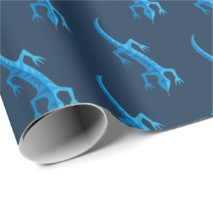 Papel De Regalo Patrón azul tribal Lizard