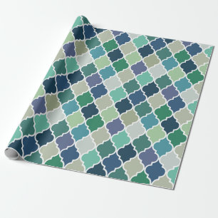 Papel De Regalo Patrón azul, verde y turquesa de quatrefol
