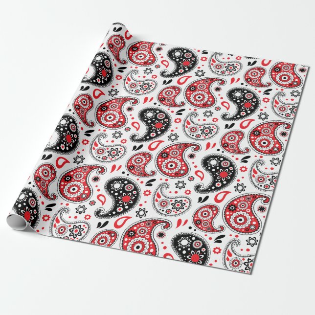 Papel De Regalo Patrón Bandana Paisley, Navidades salvajes del Rod (Desenrollado)