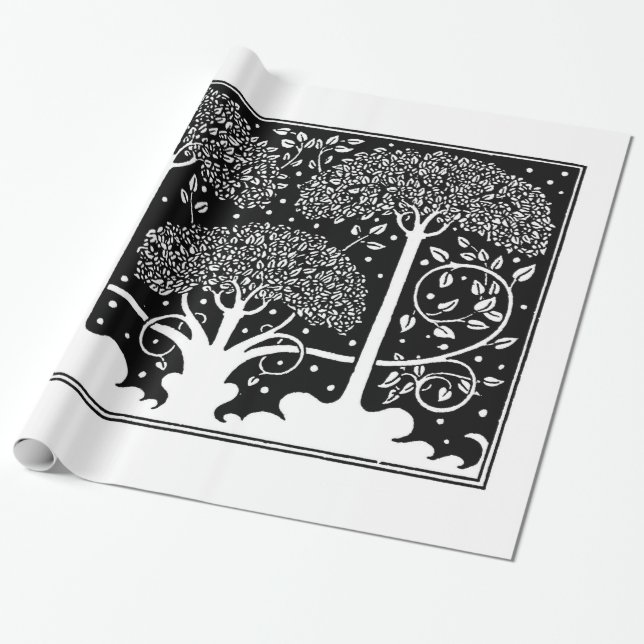 Papel De Regalo Patrón Beardsley de árbol Art Nouveau (Desenrollado)