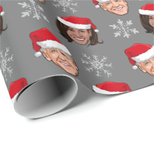 Papel De Regalo Patrón Biden Harris Santa Hat