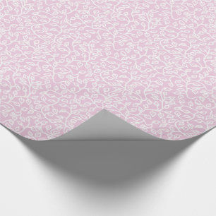 Papel De Regalo Patrón blanco de encaje sobre hojas en rosa Fondan