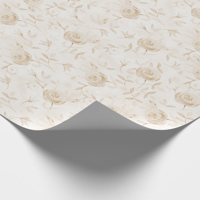 Papel De Regalo Patrón blanco rosado elegante y floral (Esquina)