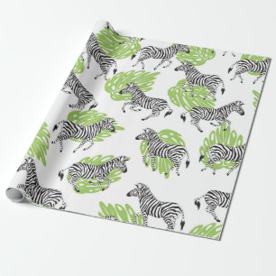 Papel De Regalo Patrón blanco sin foco con cebras. ilustracion