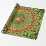 Papel De Regalo Patrón bohemio verde vintage<br><div class="desc">Patrón bohemio antiguo en verde amarillo y rojo para Navidades,  cumpleaños o cualquier ocasión.</div>
