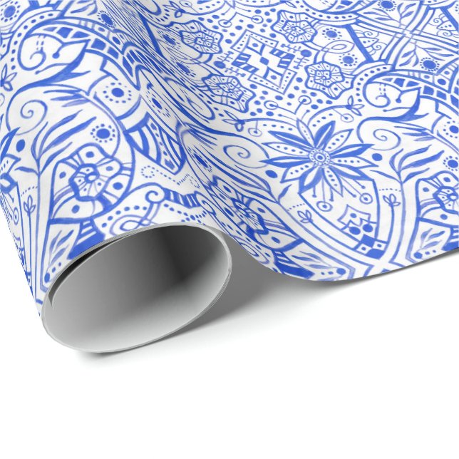 Papel De Regalo Patrón bohemio vintage griego barroco arábigo[ (Esquina del rollo)