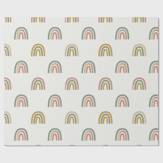 Papel De Regalo Patrón boho arcoíris escandinavo atenuado (Superficie plana)