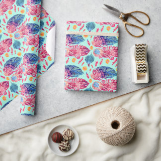 Papel De Regalo Patrón Boho Feathers