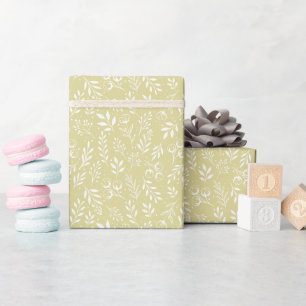Papel De Regalo Patrón botánico amarillo acolchado - Rollo de pape