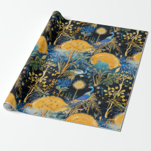Papel De Regalo Patrón Botánico de Aves Exóticas Chinoiserie (5)