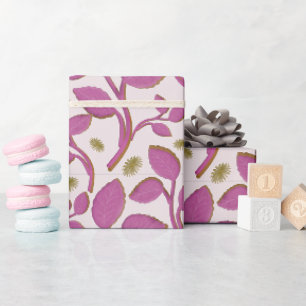 Papel De Regalo Patrón Botánico de Enredadera Rosa Floral Elegan