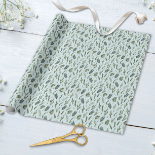 Papel De Regalo Patrón Botánico de Hojas Verdes