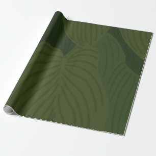 Papel De Regalo Patrón Botánico de Hojas Verdes de la Naturaleza 