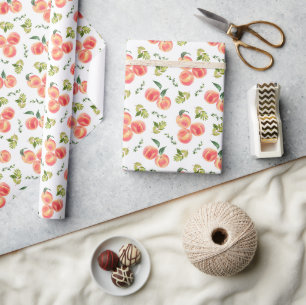 Papel De Regalo Patrón botánico de melocotones y vegetación en acu