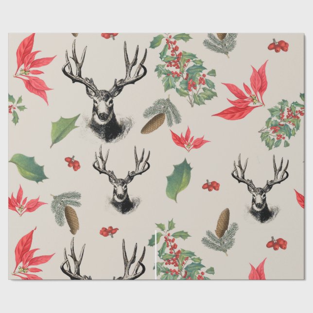 Papel De Regalo Patrón botánico de Navidad (Costura)