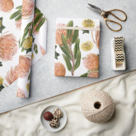 Papel De Regalo Patrón botánico de Pincushion Protea