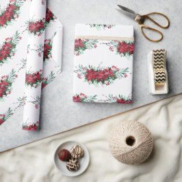 Papel De Regalo Patrón botánico de Poinsettia